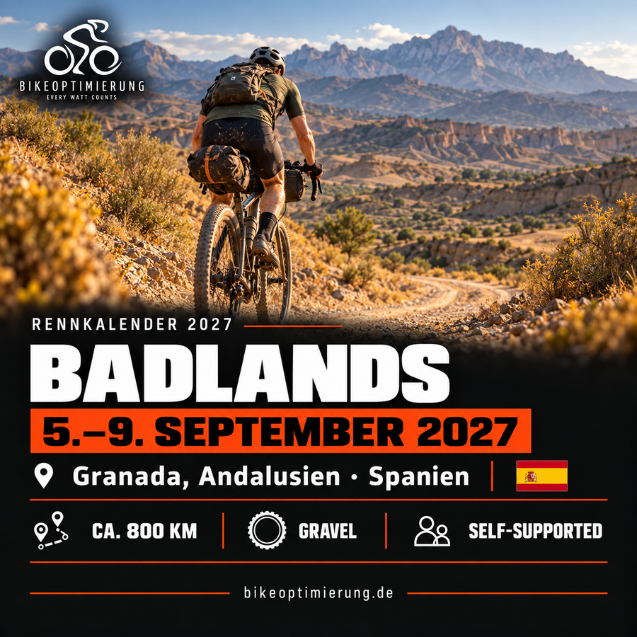 Rennkalenderbild Badlands 2027 mit Gravel-Fahrern, Termin 5.–9. SEPTEMBER 2027, Granada, Andalusien.