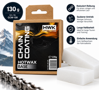 HWK Chain Coating Hotwax Base 130 g Heißwachs für Fahrradketten mit Wachsblöcken und Fahrradkette