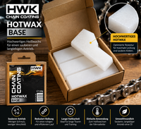 HWK Chain Coating Hotwax Base 130 g mit weißen Heißwachsblöcken für Fahrradketten