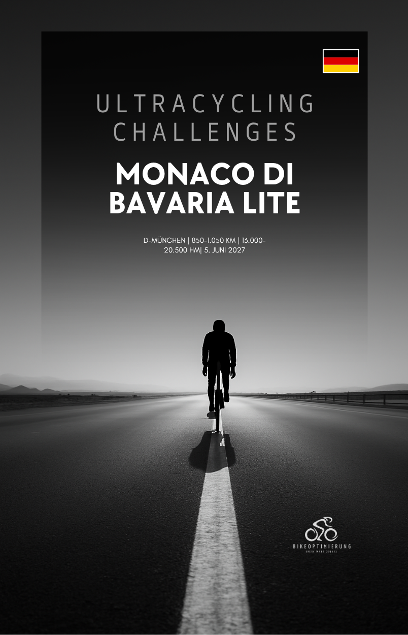 Rennkarte für Monaco di Baviera Lite II 2027 mit Start am 5. Juni in München sowie 850 bis 1.050 Kilometern durch die Alpen