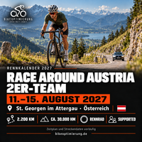 Rennkalenderbild Race Around Austria – 2er-Team 2027 mit Rennradfahrern, Termin 11.–15. AUGUST 2027, St. Georgen im Attergau.