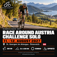Rennkalenderbild Race Around Austria – Challenge Solo 2027 mit Rennradfahrern, Termin 11.–12. AUGUST 2027, St. Georgen im Attergau.