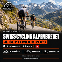 Rennkalenderbild Swiss Cycling Alpenbrevet 2027 mit Rennradfahrern, Termin 4. SEPTEMBER 2027, Andermatt; Bronzetour bisher ab Ulrichen.