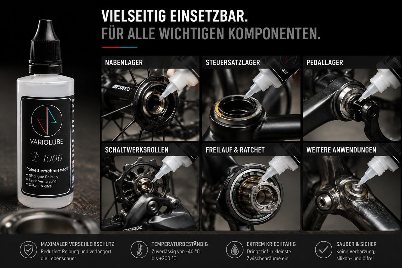 Variolube D1000 Polyetherschmierstoff für Fahrradlager, Freilauf, Steuersatzlager und Schaltwerksrollen