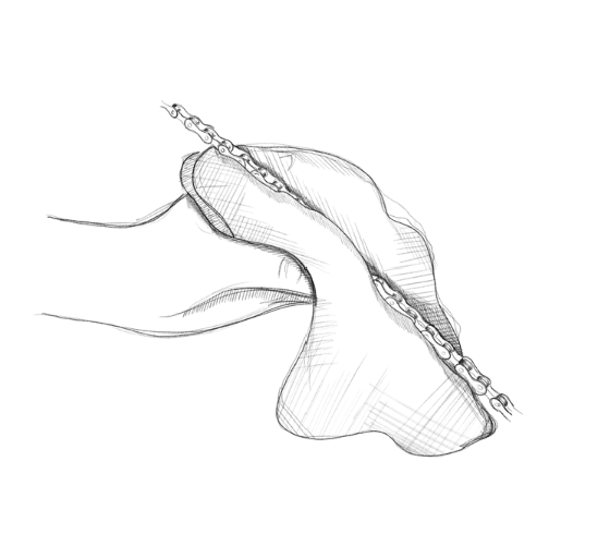 Zeichnung des Abwischens überschüssiger Variolube D200 Kettenschmierung von einer Fahrradkette mit einem Tuch