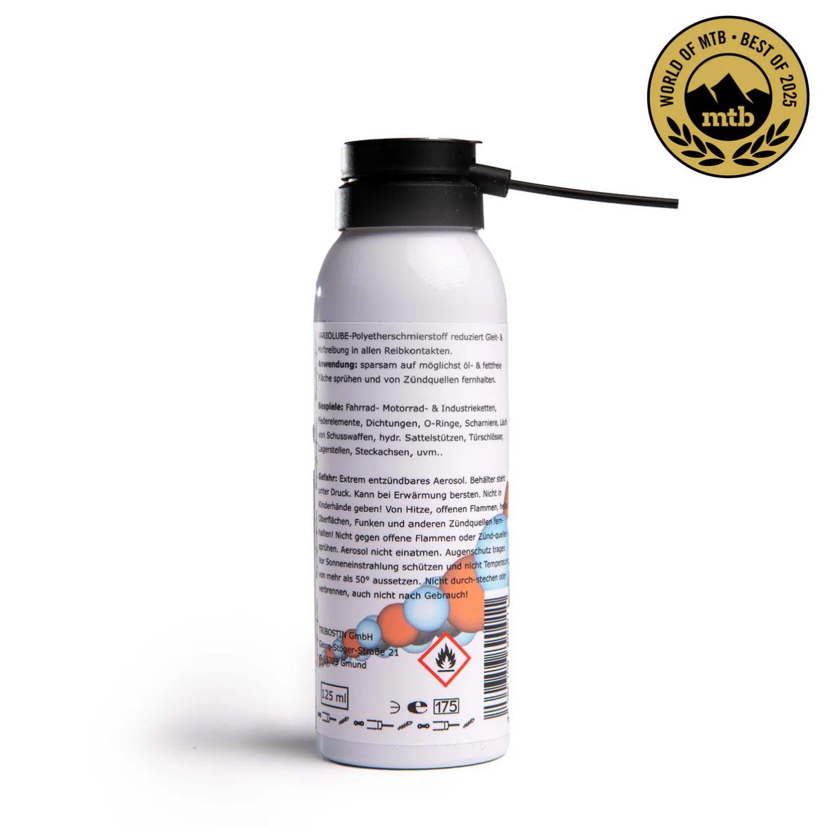 Rückseite der Variolube S200 Allround Spray Dose mit Anwendungshinweisen und Sicherheitssymbolen