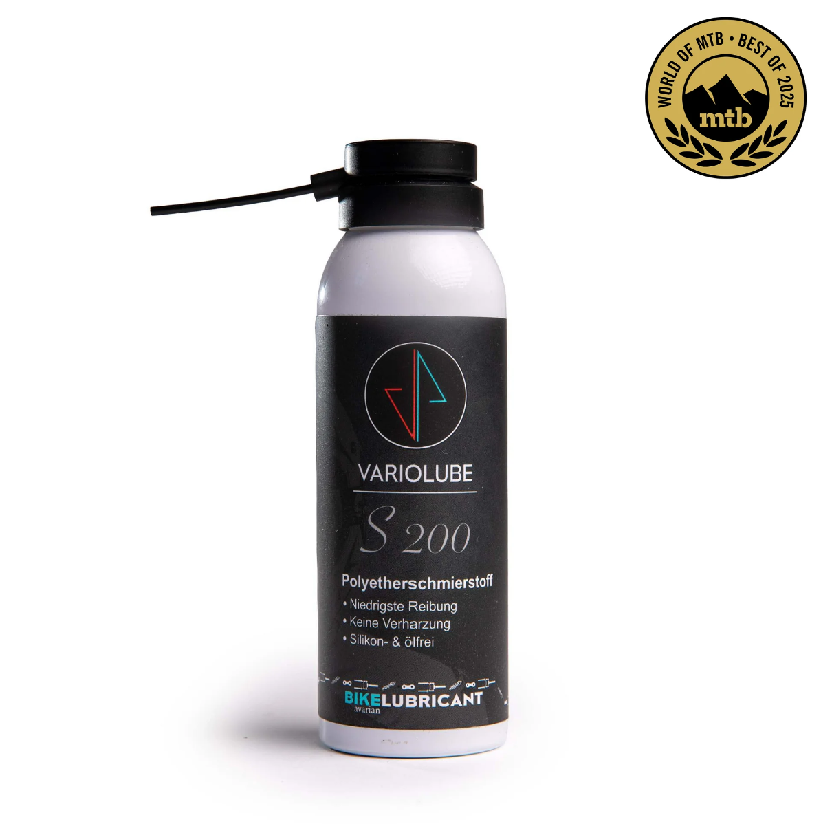 Variolube S200 Allround Spray als Flasche mit Sprühaufsatz, Vorderansicht
