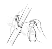 Zeichnung der Anwendung des Variolube S200 Allround Sprays an einer Federgabel