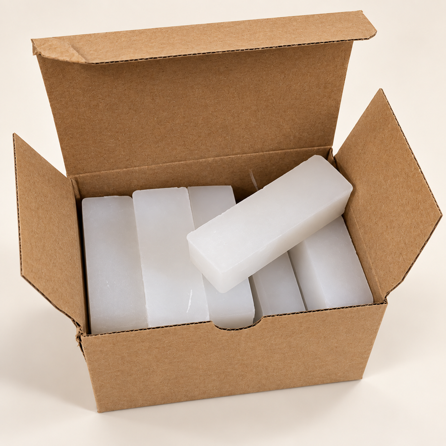 Geöffnete HWK Hotwax Base 500-g-Packung mit Wachsblöcken