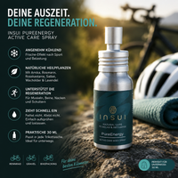 INSUI PureEnergy Regenerationsspray 30 ml für Radfahrer – kühlende Muskelpflege nach Rennrad-, Gravel- und Bikepacking-Touren